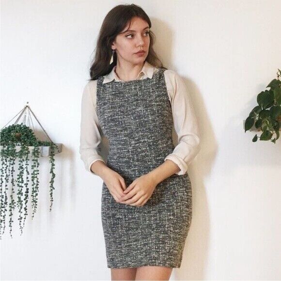 MM Lafleur Lydia Boucle Twisted Strap Tweed Knit Sheath Dress Gray Size 1A NWT - Picture 14 of 14